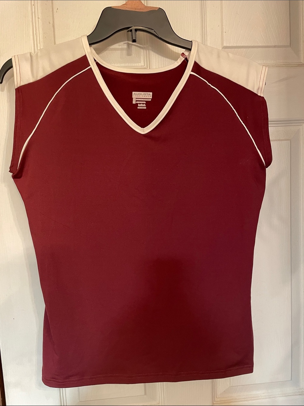 Augusta Sportswear Women's Maroon and White V-Neck Sport Tee